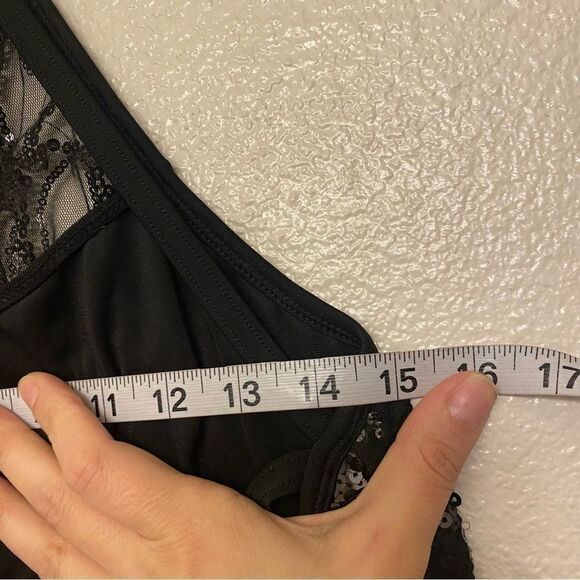 Glamour solo dance costume black sequin bikeatard leotard LA-Large adult - Picture 10 of 14